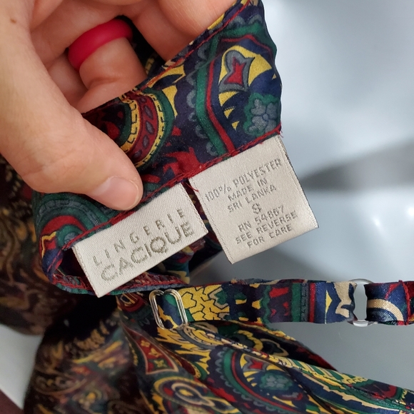 VINTAGE Cacique paisley chemise/romper - Picture 7 of 11